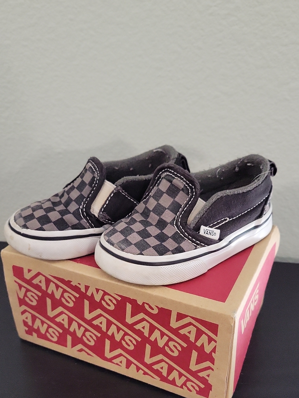 Vans Kids Classic Slip-On Checkerboard Shoes - Black/Grey